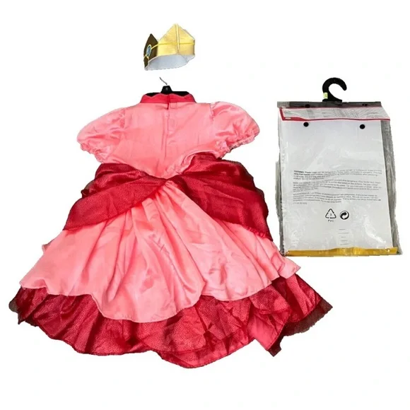 strapless open back dress Princess Peach Costume Dress Mario Bros. Movie Cosplay Halloween Birth –  Beautiplex main image 1